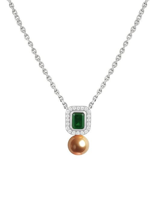 Elegant Emerald Rose Silver Gold CZ Anti Tarnish Brass Necklace Bulk