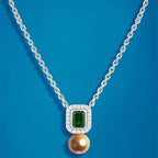 Elegant Emerald Rose Silver Gold CZ Anti Tarnish Brass Necklace Bulk