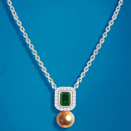 Elegant Emerald Rose Silver Gold CZ Anti Tarnish Brass Necklace Bulk