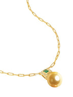 Emerald Green Stone Rose Silver Gold CZ Pearl Brass Necklace Wholesale