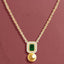 Emerald Green Stone Rose Silver Gold CZ Pearl Brass Necklace Wholesale