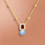 Square Halo Design Blue Pearl Rose Silver Gold CZ Brass Necklace Bulk