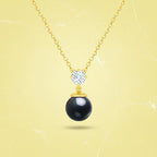 Elegant Black Beads Round Rose Silver Gold CZ Brass Necklace Wholesale