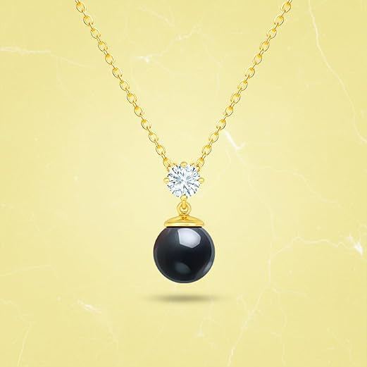 Elegant Black Beads Round Rose Silver Gold CZ Brass Necklace Wholesale