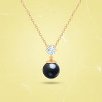 Elegant Black Beads Round Rose Silver Gold CZ Brass Necklace Wholesale