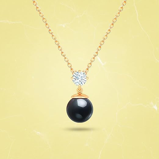Elegant Black Beads Round Rose Silver Gold CZ Brass Necklace Wholesale