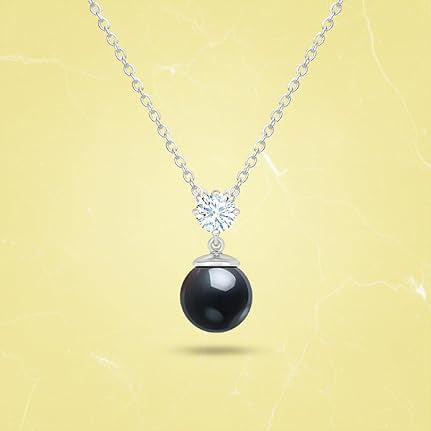 Elegant Black Beads Round Rose Silver Gold CZ Brass Necklace Wholesale