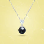 Elegant Black Beads Round Rose Silver Gold CZ Brass Necklace Wholesale