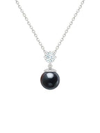 Elegant Black Beads Round Rose Silver Gold CZ Brass Necklace Wholesale