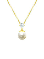 Minimal Star White Pearl Rose Silver Plated Gold CZ Brass Necklace Bulk