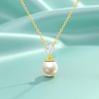 Minimal Star White Pearl Rose Silver Plated Gold CZ Brass Necklace Bulk