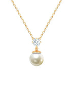 Minimal Star White Pearl Rose Silver Plated Gold CZ Brass Necklace Bulk