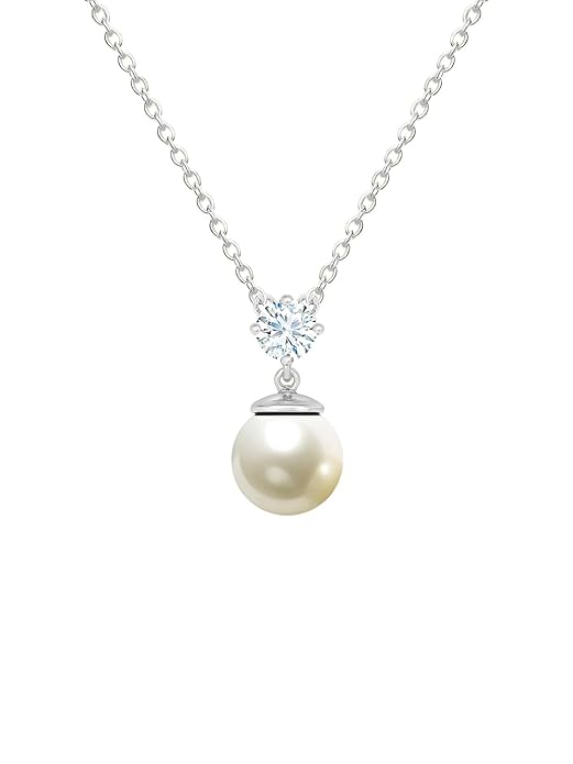 Minimal Star White Pearl Rose Silver Plated Gold CZ Brass Necklace Bulk