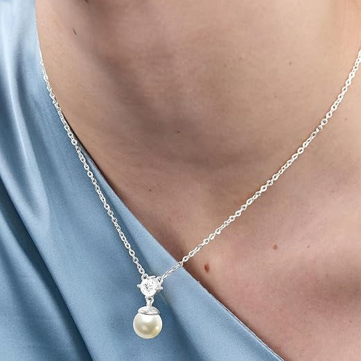 Minimal Star White Pearl Rose Silver Plated Gold CZ Brass Necklace Bulk Secondary image