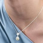 Minimal Star White Pearl Rose Silver Plated Gold CZ Brass Necklace Bulk
