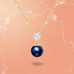 Designer Dark Blue Pearl Rose Silver Gold Plated CZ Brass Necklace Bulk