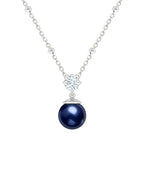 Designer Dark Blue Pearl Rose Silver Gold Plated CZ Brass Necklace Bulk