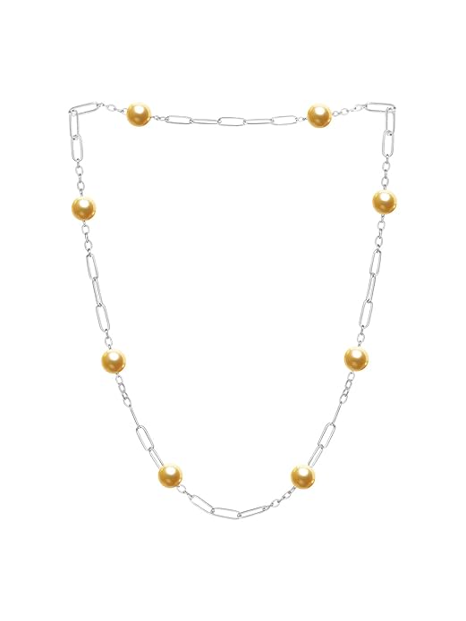 Designer Paperclip Chain Rose Silver Gold Pearl Brass Necklace Bulk
