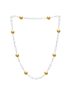 Designer Paperclip Chain Rose Silver Gold Pearl Brass Necklace Bulk