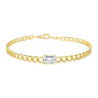 Emerald Cut Rose Silver Gold Plated CZ Anti Tarnish Brass Bracelet Bulk