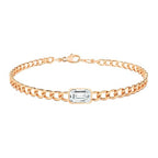 Emerald Cut Rose Silver Gold Plated CZ Anti Tarnish Brass Bracelet Bulk