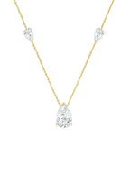Elegant Pear Cut Rose Silver Gold CZ Anti Tarnish Brass Necklace Bulk