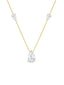 Elegant Pear Cut Rose Silver Gold CZ Anti Tarnish Brass Necklace Bulk