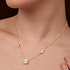 Elegant Pear Cut Rose Silver Gold CZ Anti Tarnish Brass Necklace Bulk