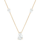 Elegant Pear Cut Rose Silver Gold CZ Anti Tarnish Brass Necklace Bulk