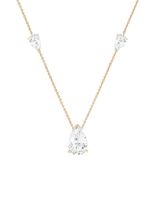 Elegant Pear Cut Rose Silver Gold CZ Anti Tarnish Brass Necklace Bulk