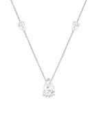 Elegant Pear Cut Rose Silver Gold CZ Anti Tarnish Brass Necklace Bulk