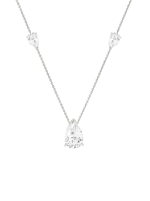 Elegant Pear Cut Rose Silver Gold CZ Anti Tarnish Brass Necklace Bulk