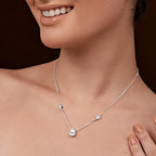 Elegant Pear Cut Rose Silver Gold CZ Anti Tarnish Brass Necklace Bulk