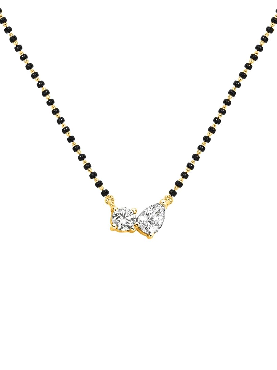 Modern Black Beads Rose Silver Gold Plated CZ Brass Mangalsutra Bulk