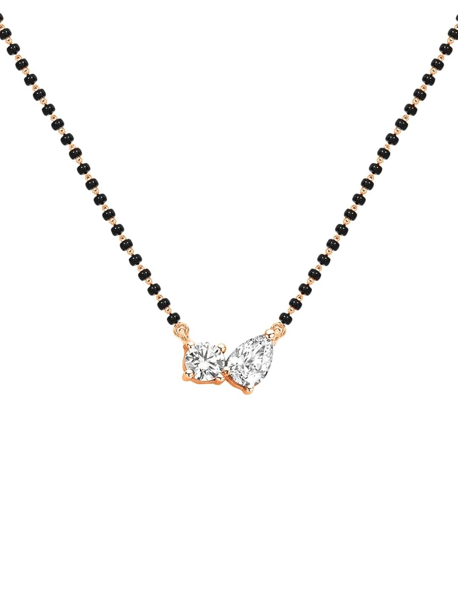 Modern Black Beads Rose Silver Gold Plated CZ Brass Mangalsutra Bulk