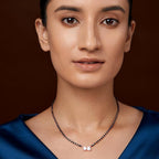 Modern Black Beads Rose Silver Gold Plated CZ Brass Mangalsutra Bulk