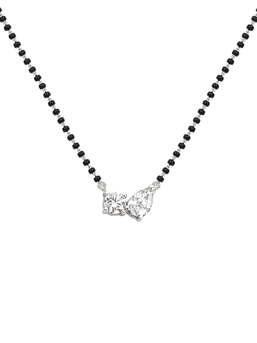 Modern Black Beads Rose Silver Gold Plated CZ Brass Mangalsutra Bulk