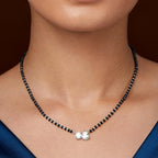 Modern Black Beads Rose Silver Gold Plated CZ Brass Mangalsutra Bulk