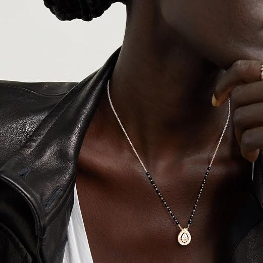 Designer Teardrop Rose Silver Yellow Gold CZ Brass Mangalsutra Bulk Secondary image