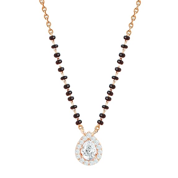 Designer Teardrop Rose Silver Yellow Gold CZ Brass Mangalsutra Bulk