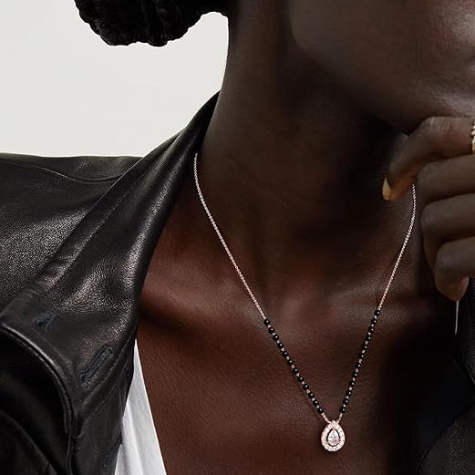 Designer Teardrop Rose Silver Yellow Gold CZ Brass Mangalsutra Bulk
