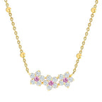 Elegant Floral Rose Silver Gold CZ Anti Tarnish Brass Necklace Bulk