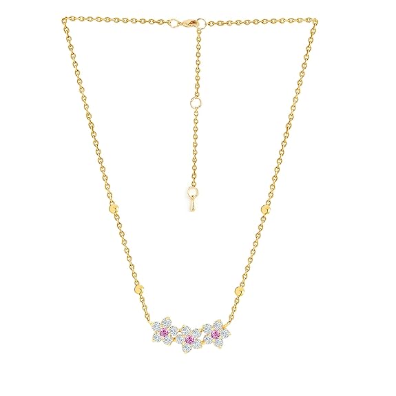 Elegant Floral Rose Silver Gold CZ Anti Tarnish Brass Necklace Bulk