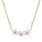 Elegant Floral Rose Silver Gold CZ Anti Tarnish Brass Necklace Bulk