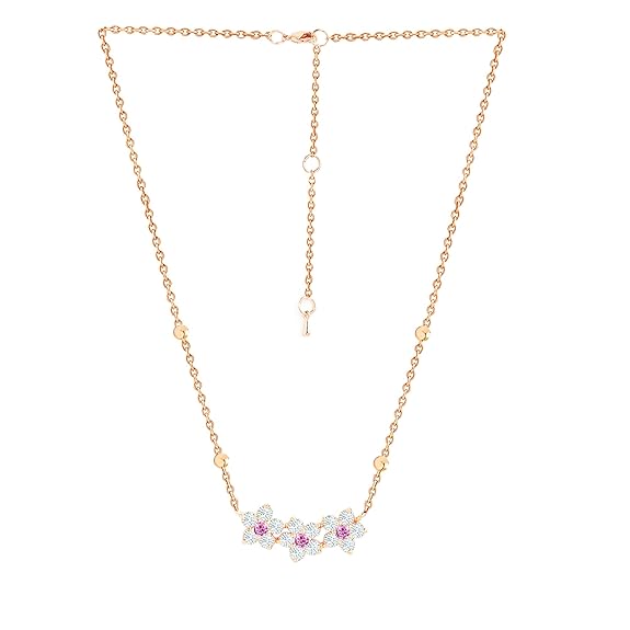 Elegant Floral Rose Silver Gold CZ Anti Tarnish Brass Necklace Bulk