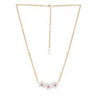 Elegant Floral Rose Silver Gold CZ Anti Tarnish Brass Necklace Bulk