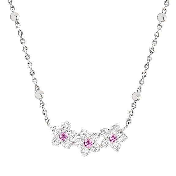 Elegant Floral Rose Silver Gold CZ Anti Tarnish Brass Necklace Bulk