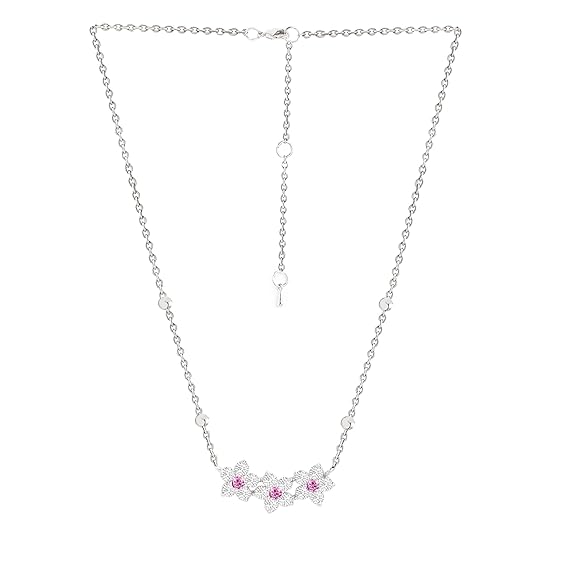Elegant Floral Rose Silver Gold CZ Anti Tarnish Brass Necklace Bulk