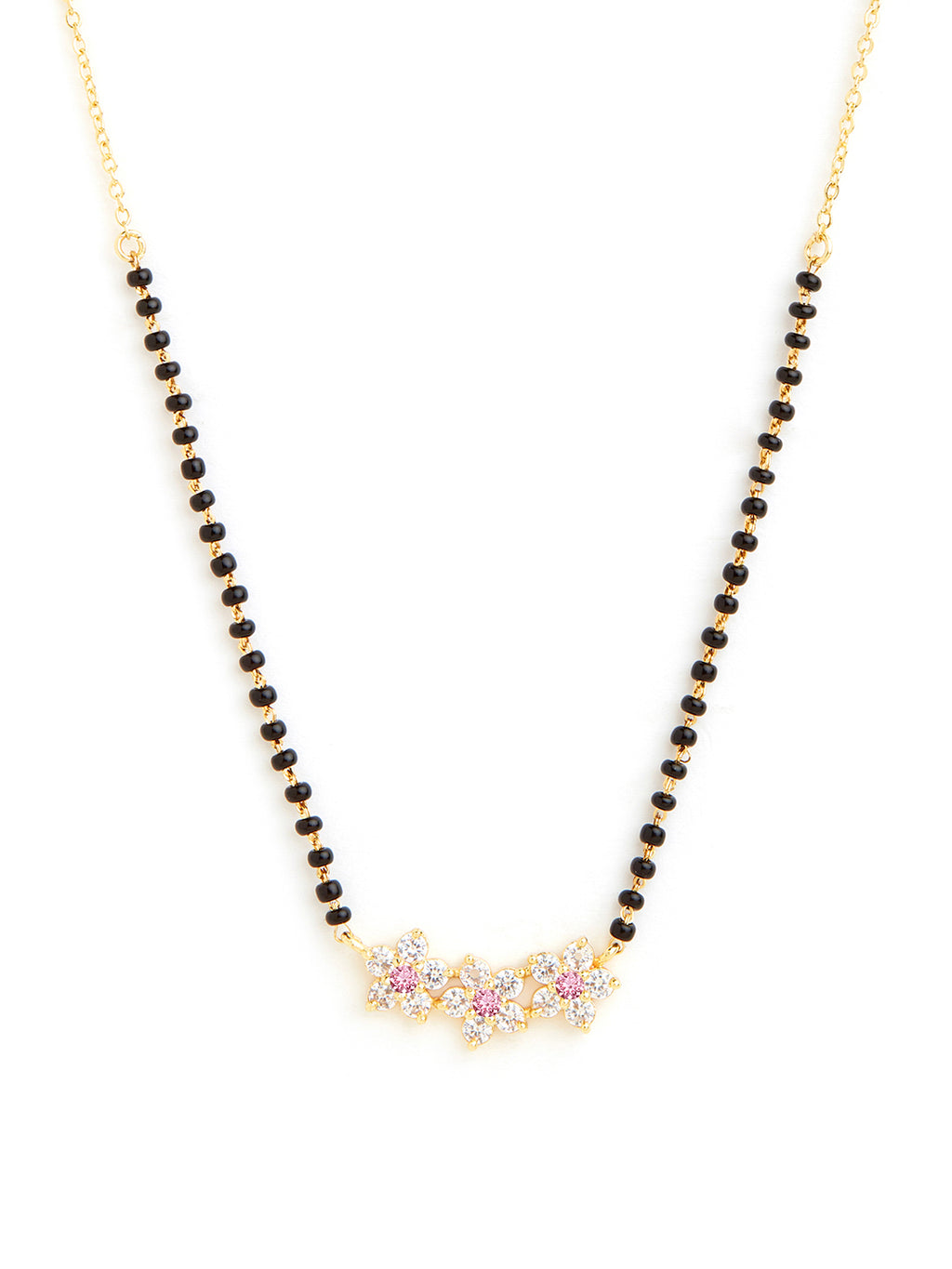 Traditional Floral Rose Silver Gold Plated CZ Brass Mangalsutra Bulk