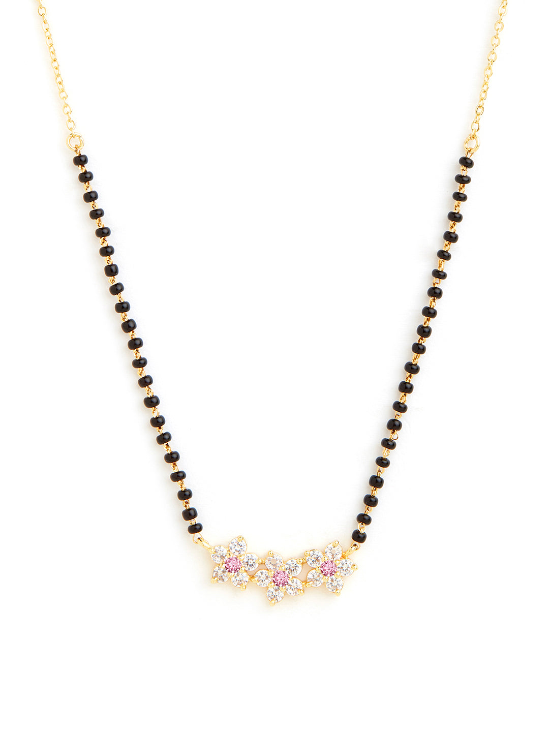 Traditional Floral Rose Silver Gold Plated CZ Brass Mangalsutra Bulk